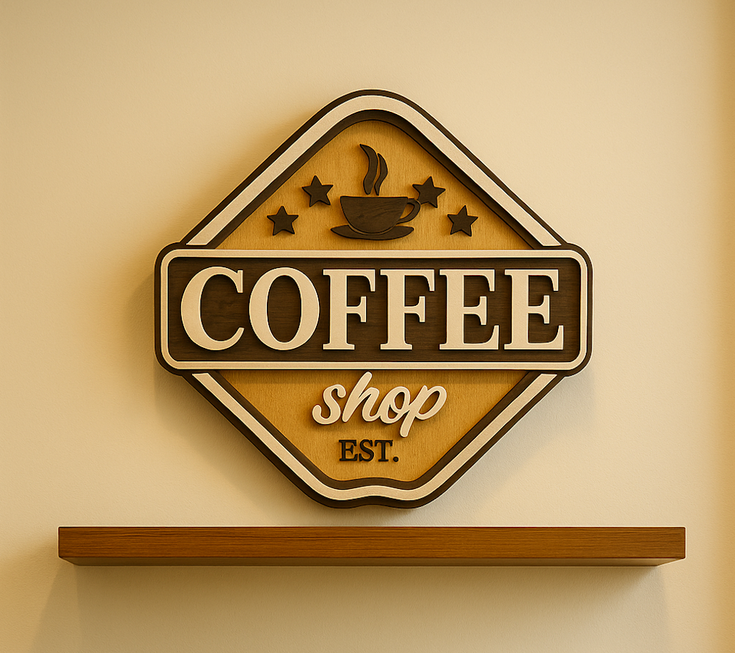 Rustic Coffee Shop Wooden Wall Sign
