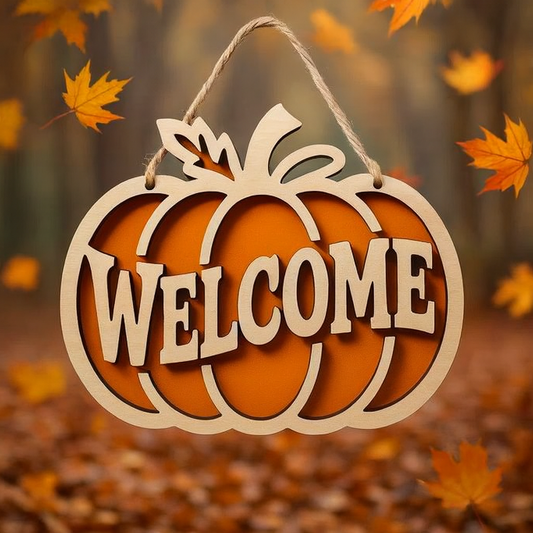 🍁 Pumpkin Welcome Sign – Fall Decor